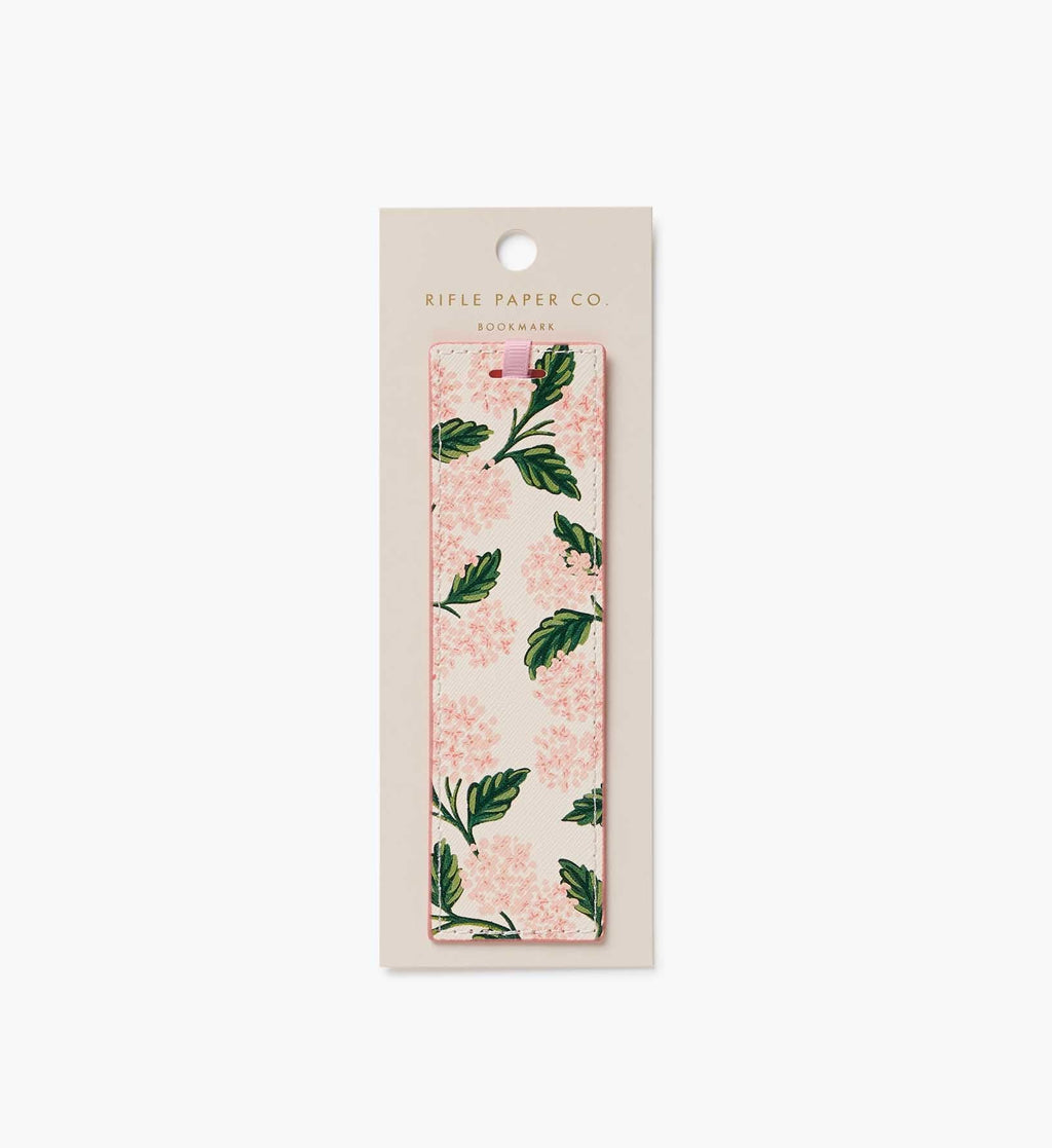 Pink Hydrangea Illustrated Bookmark with Grosgrain Ribbon