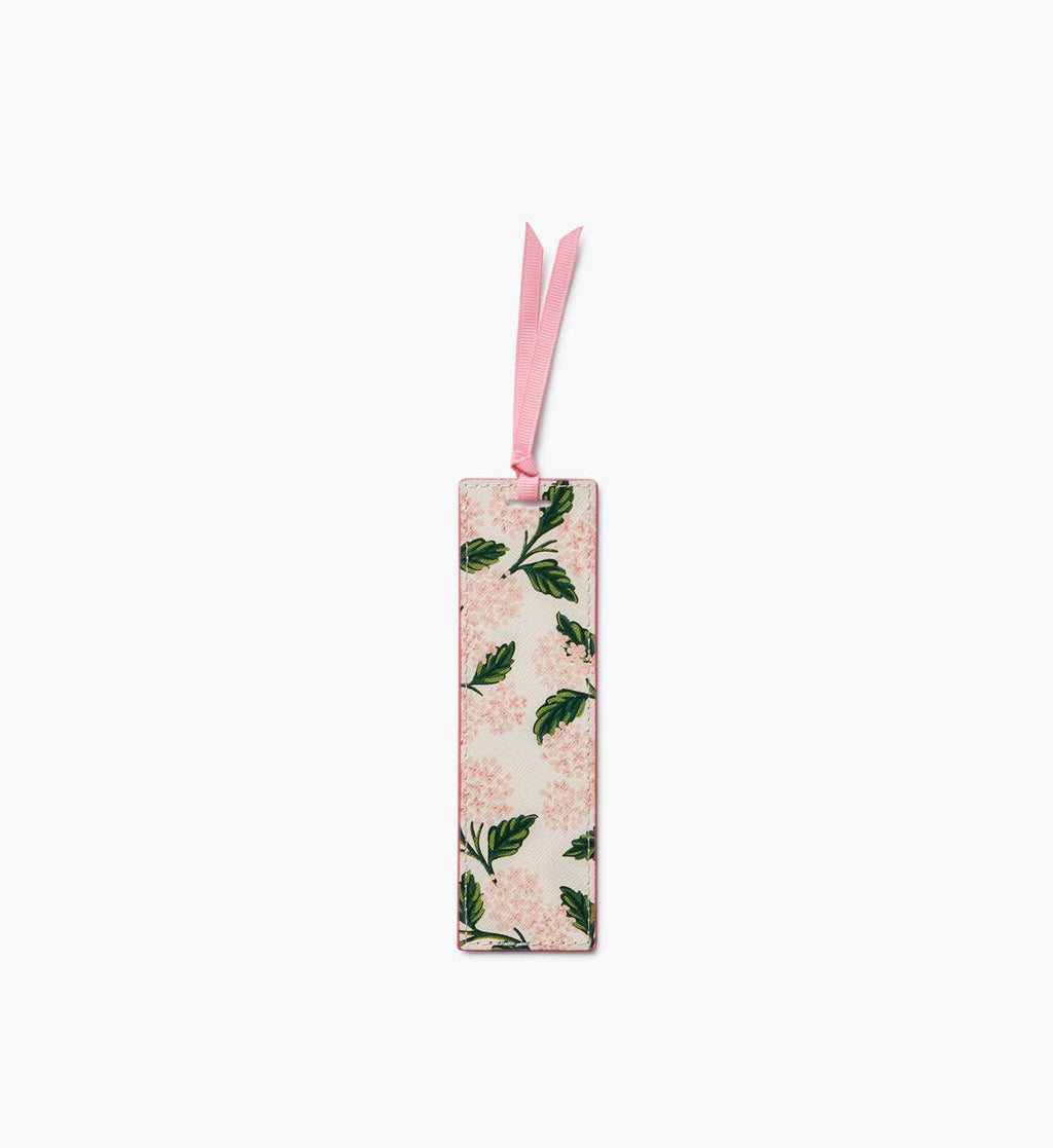 Pink Hydrangea Illustrated Bookmark with Grosgrain Ribbon