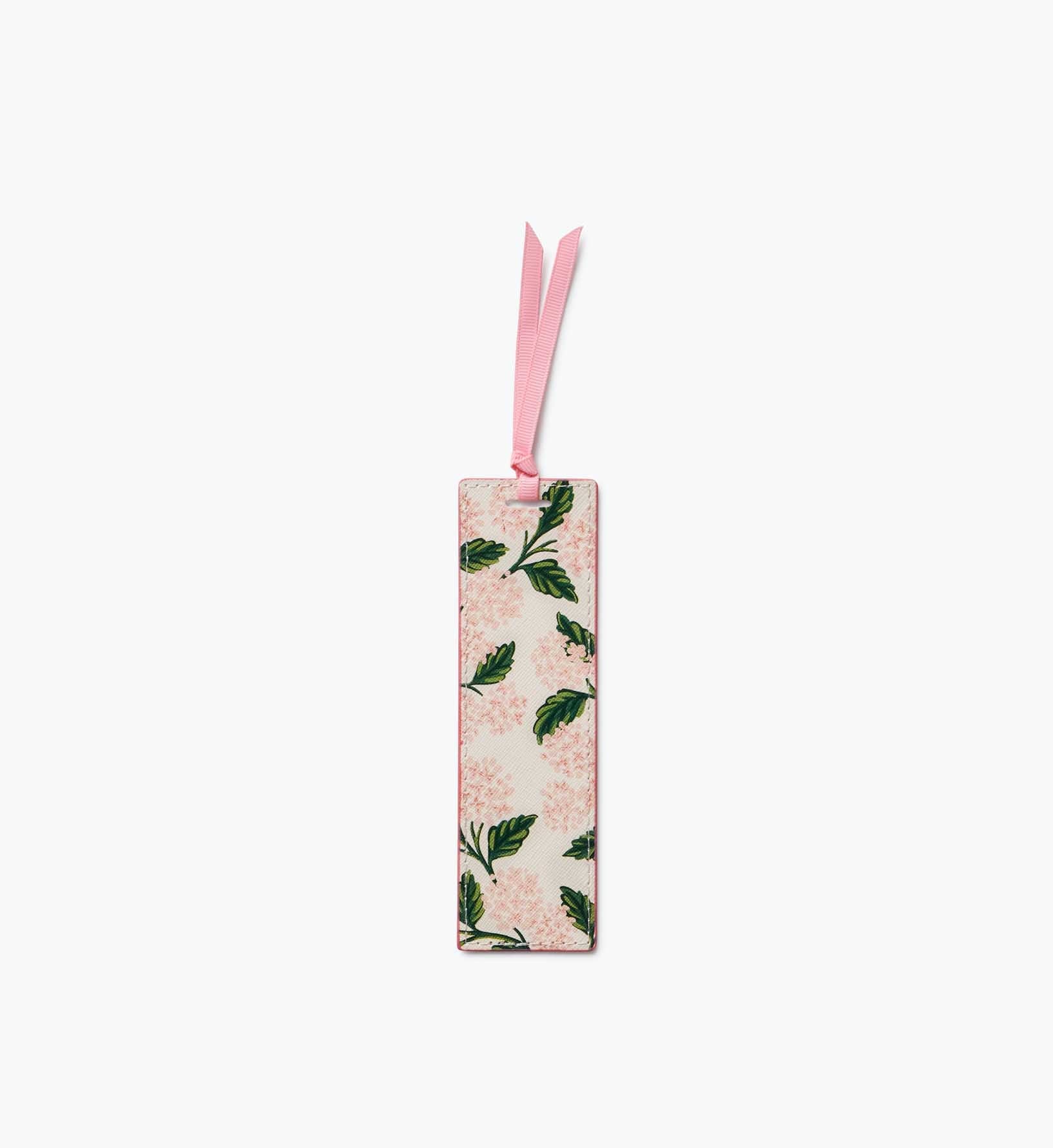 Pink Hydrangea Illustrated Bookmark with Grosgrain Ribbon