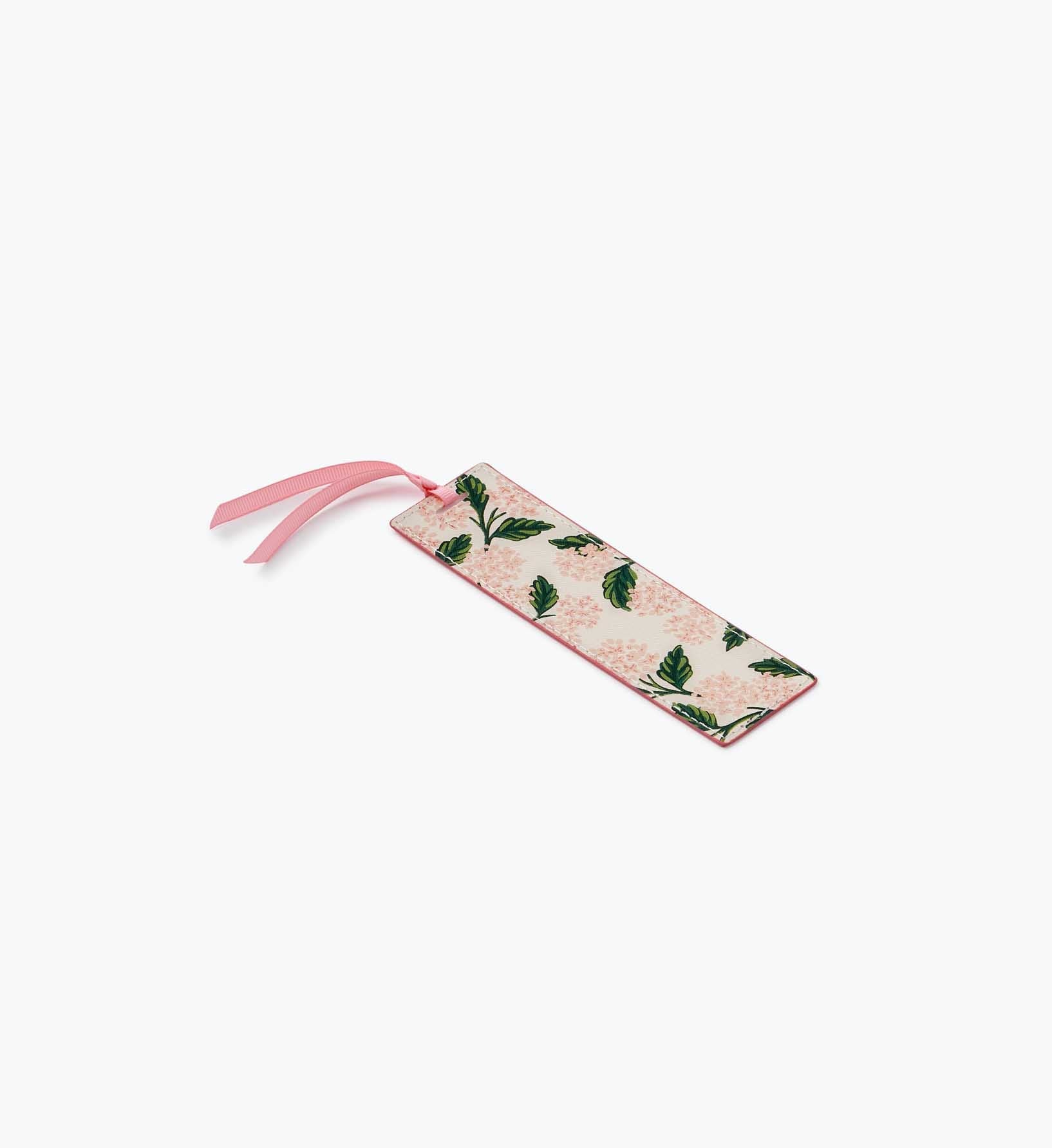 Pink Hydrangea Illustrated Bookmark with Grosgrain Ribbon