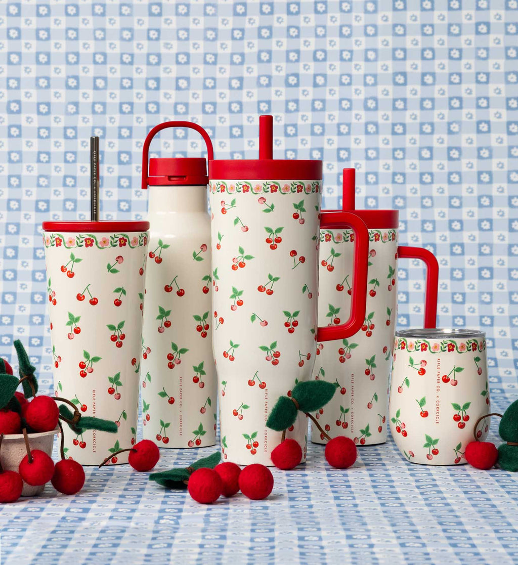 Cherry Pattern Stemless Wine Cup