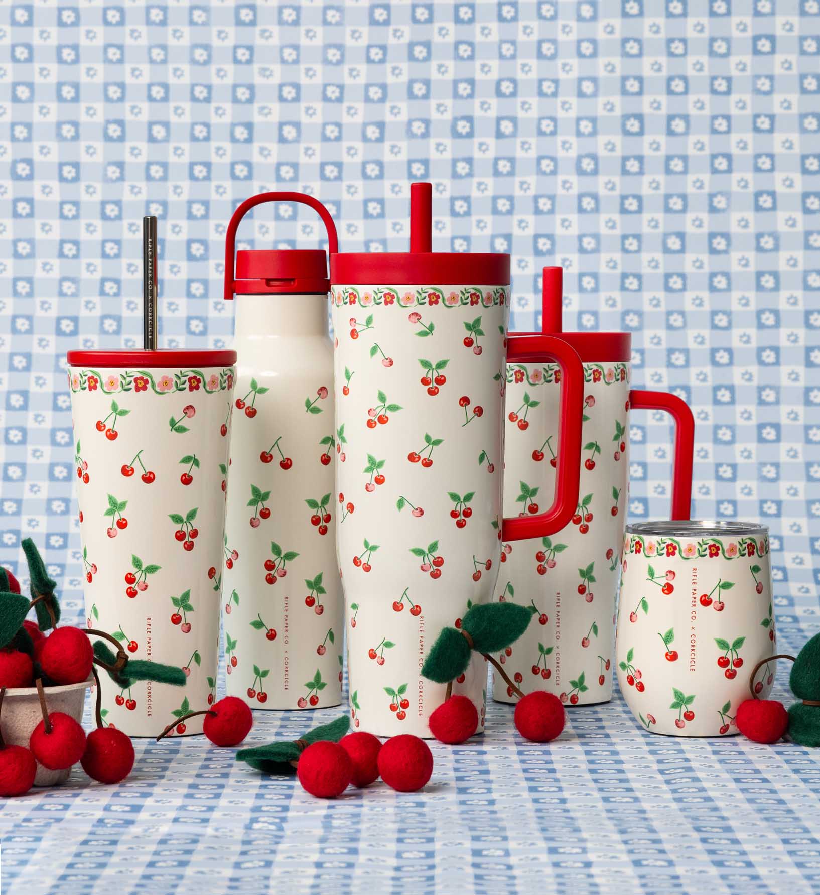 Cherry Pattern Stemless Wine Cup