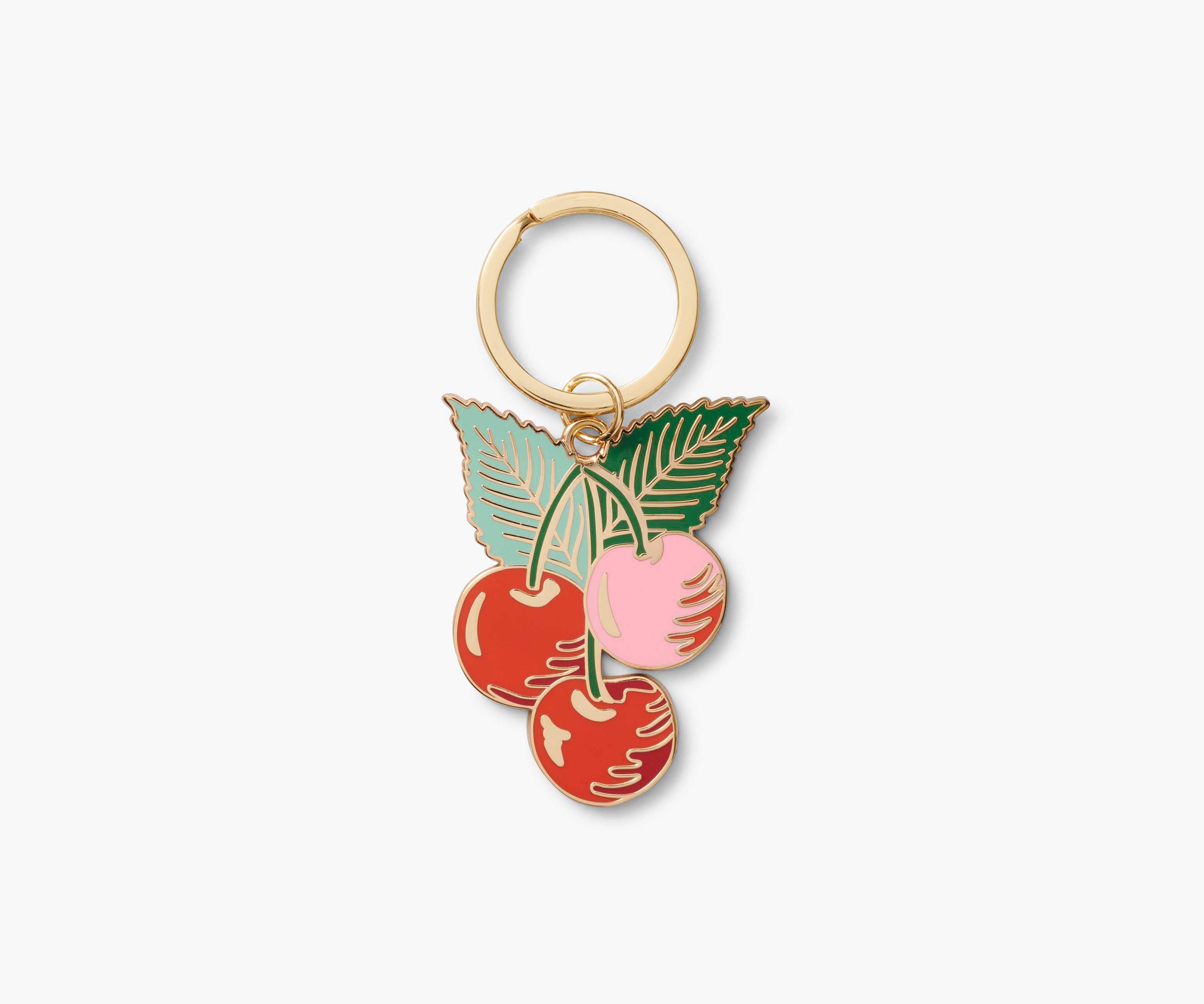 Cherry Pattern Glossy Enamel Keychain