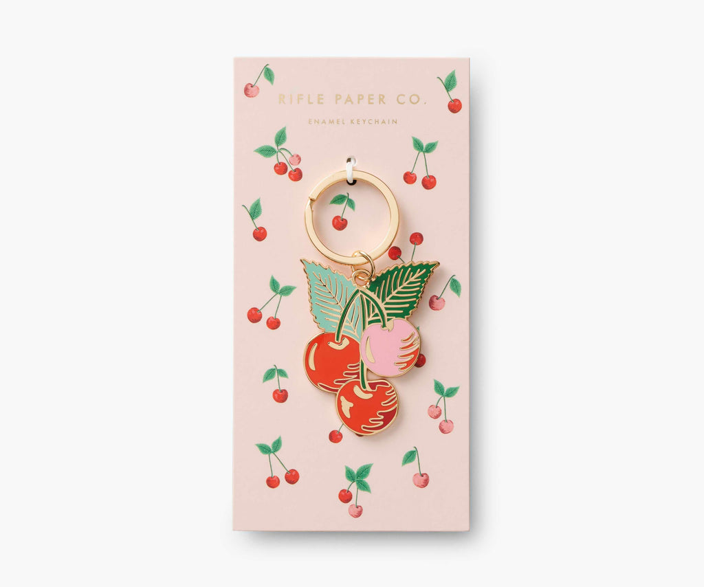 Cherry Pattern Glossy Enamel Keychain