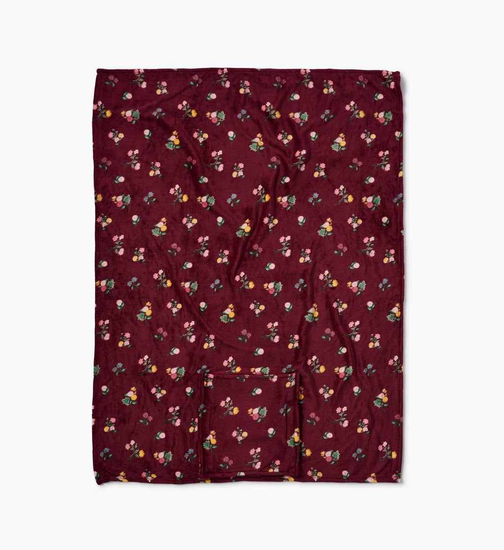 Ditsy Dahlia Travel Fleece Blanket with Trolley Sleeve