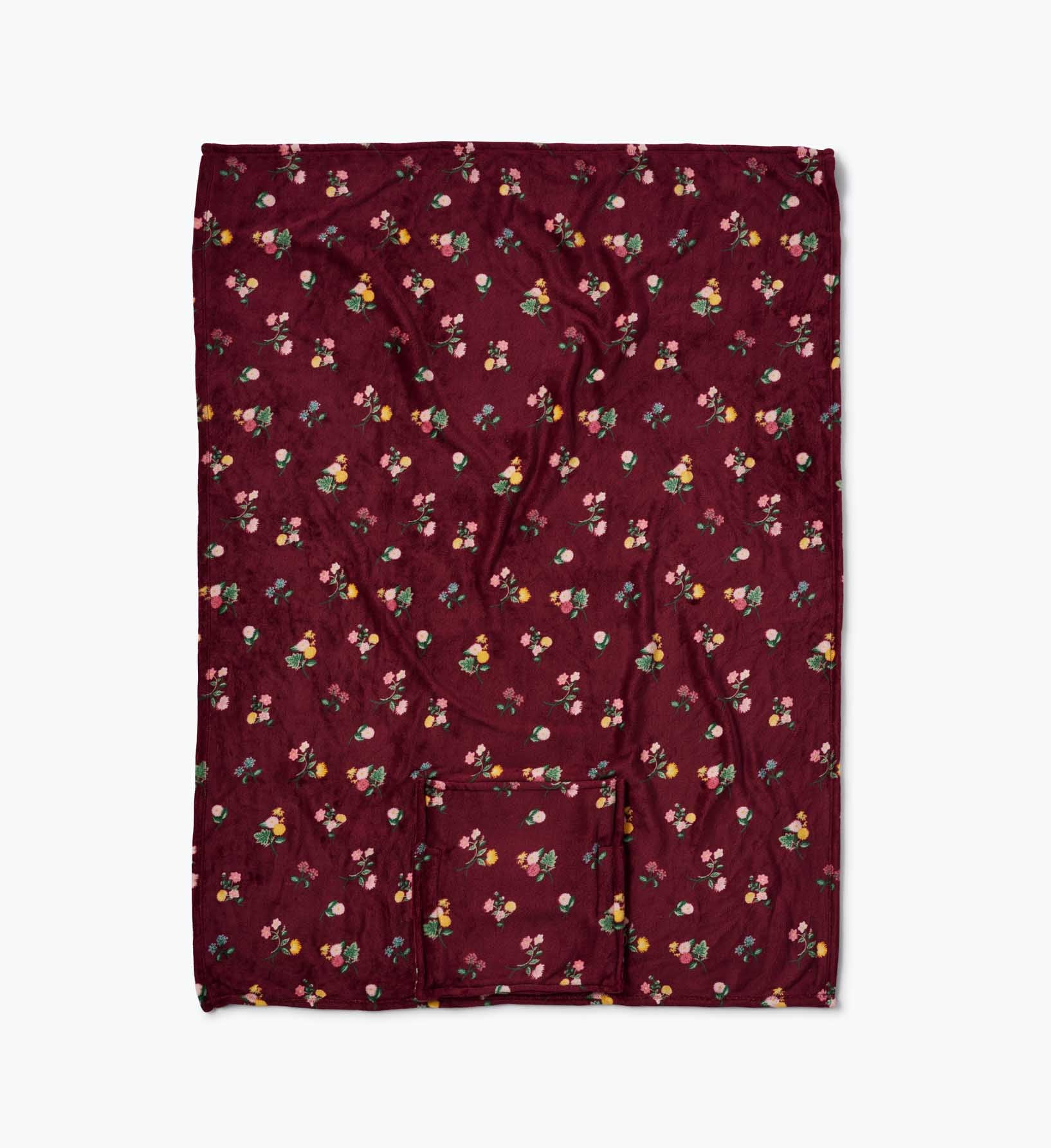 Ditsy Dahlia Travel Fleece Blanket with Trolley Sleeve