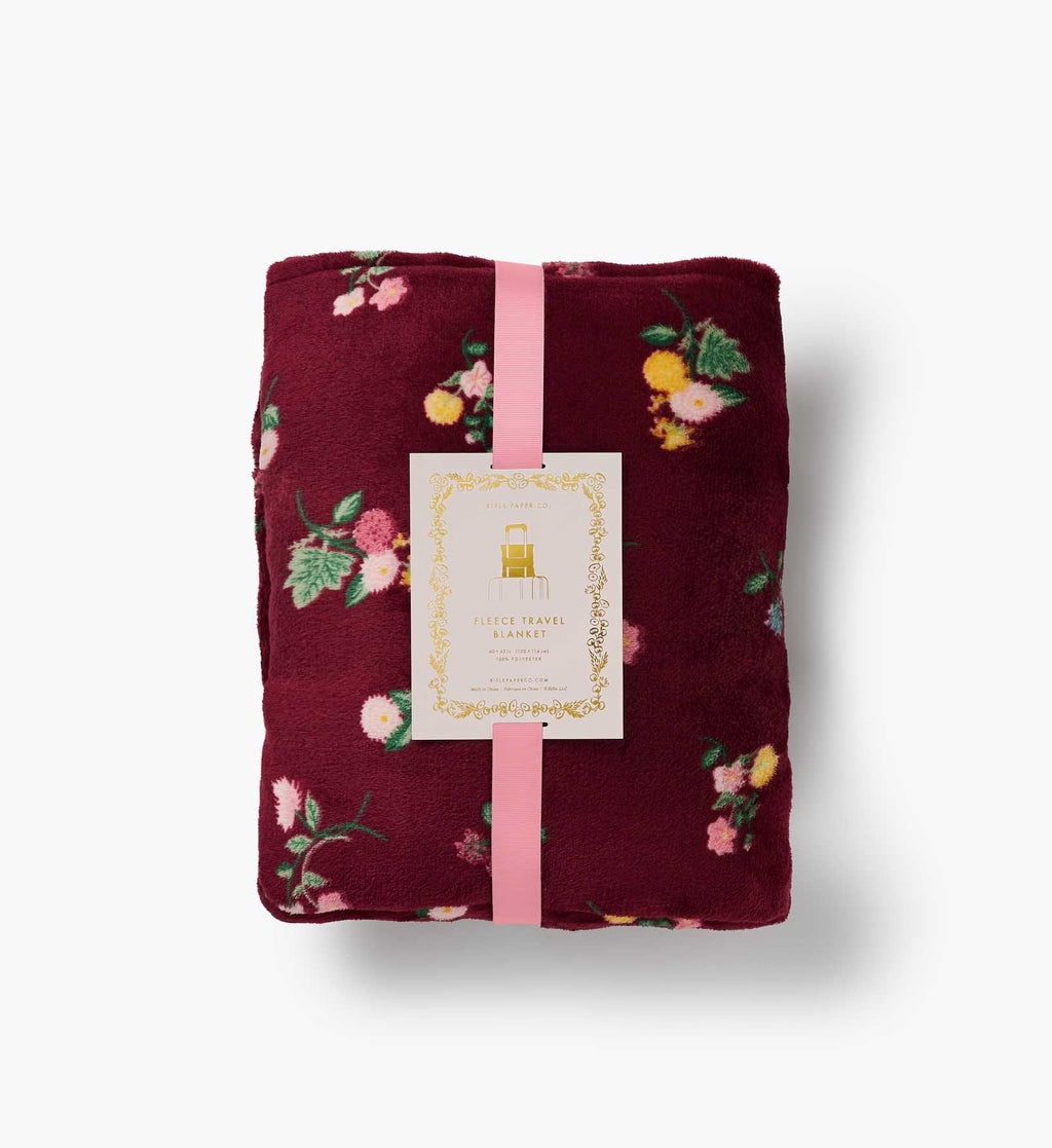 Ditsy Dahlia Travel Fleece Blanket with Trolley Sleeve