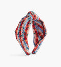Americana Stripe Knotted Fabric Headband with Crystals