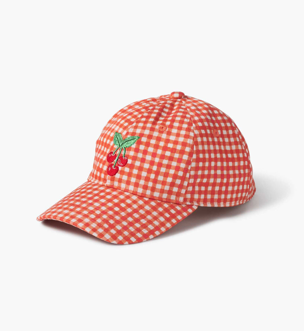 Gingham Cherries Six-Panel Baseball Cap – Adjustable