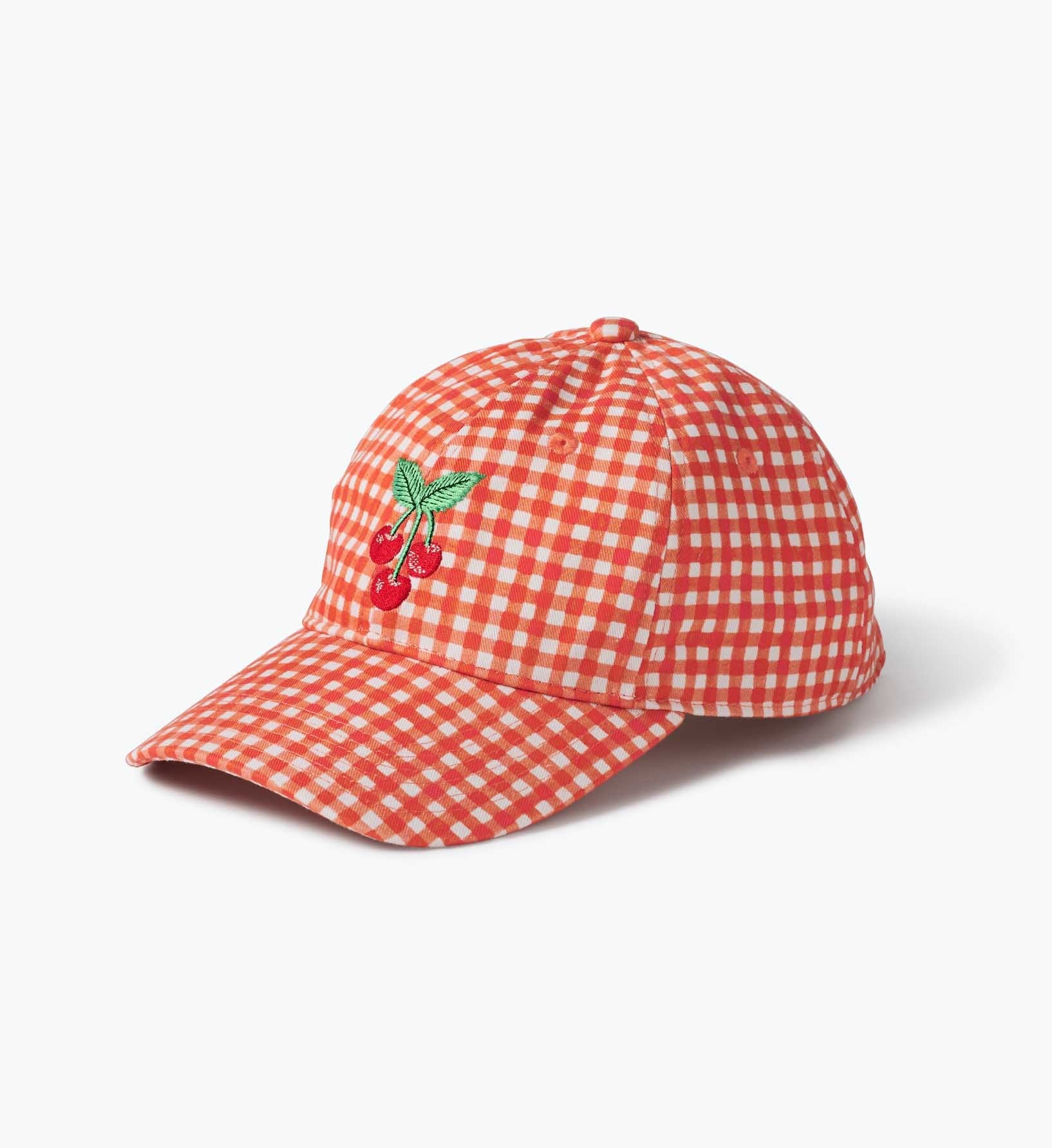 Gingham Cherries Six-Panel Baseball Cap – Adjustable