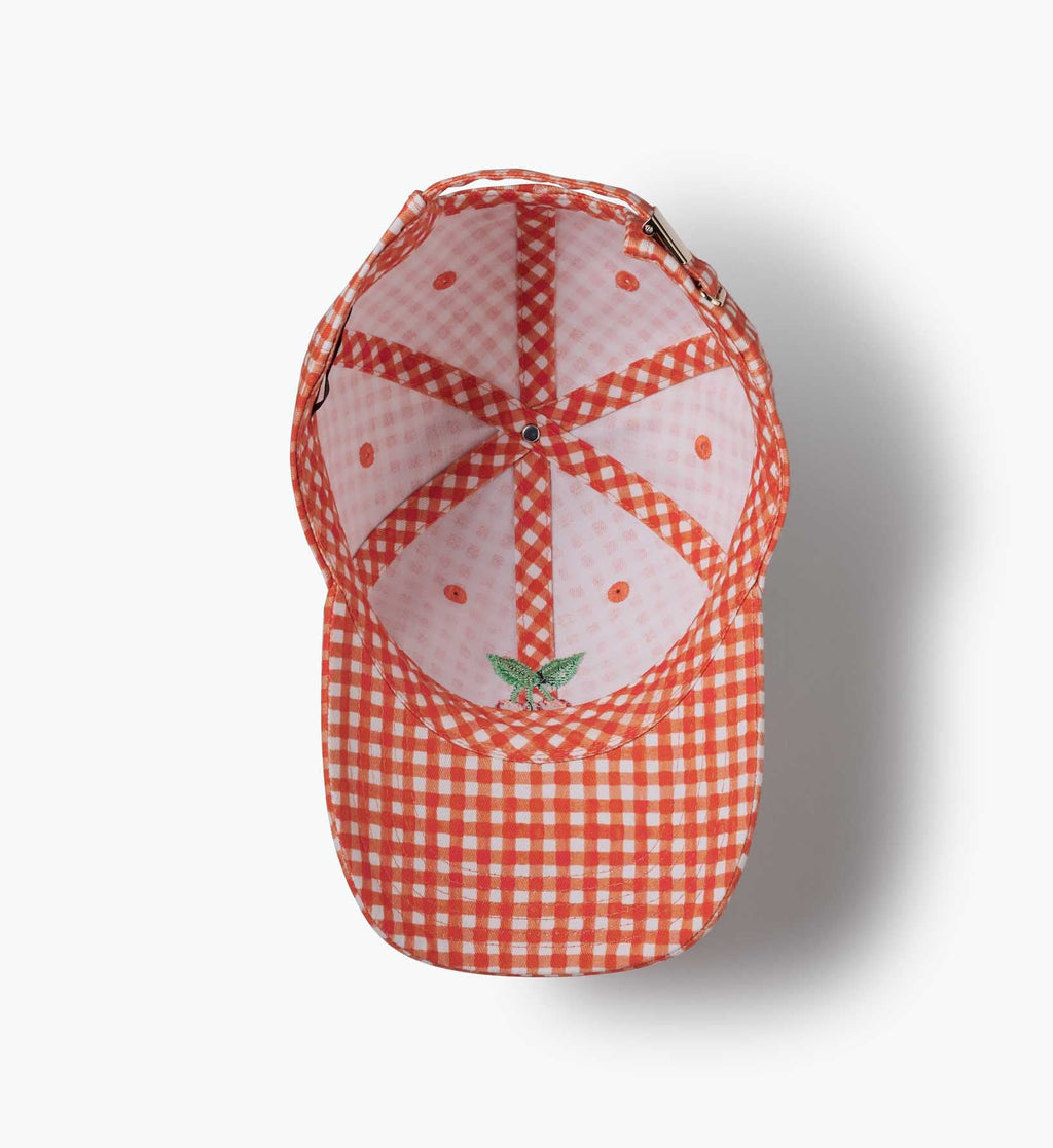 Gingham Cherries Six-Panel Baseball Cap – Adjustable