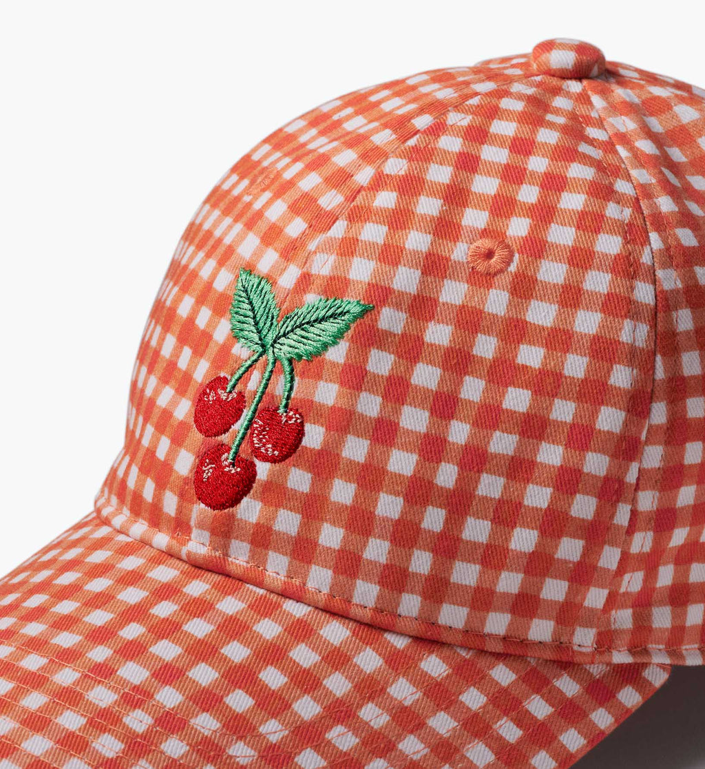 Gingham Cherries Six-Panel Baseball Cap – Adjustable