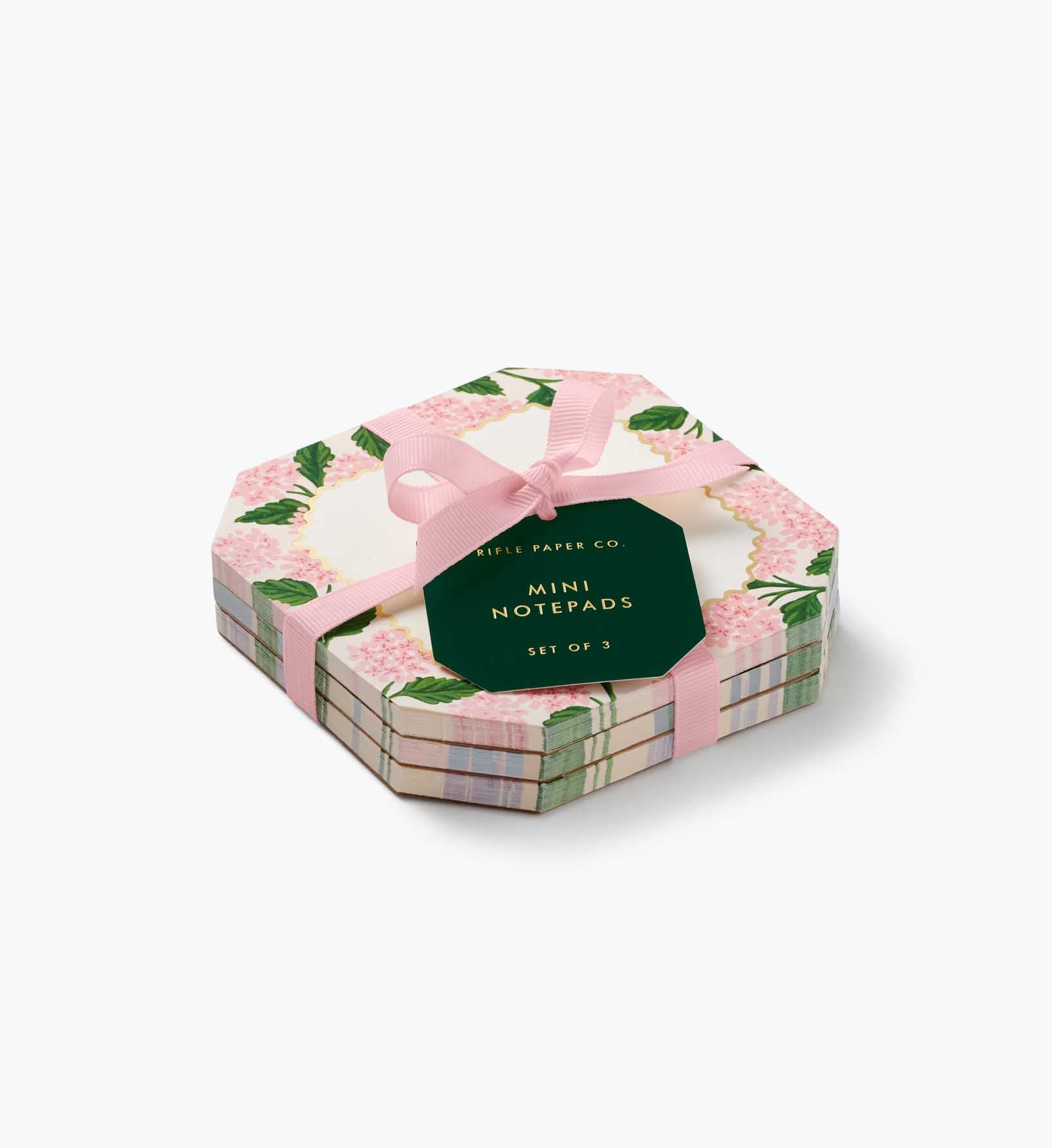 Pink Hydrangea Mini Notepad Trio – 3 Pieces