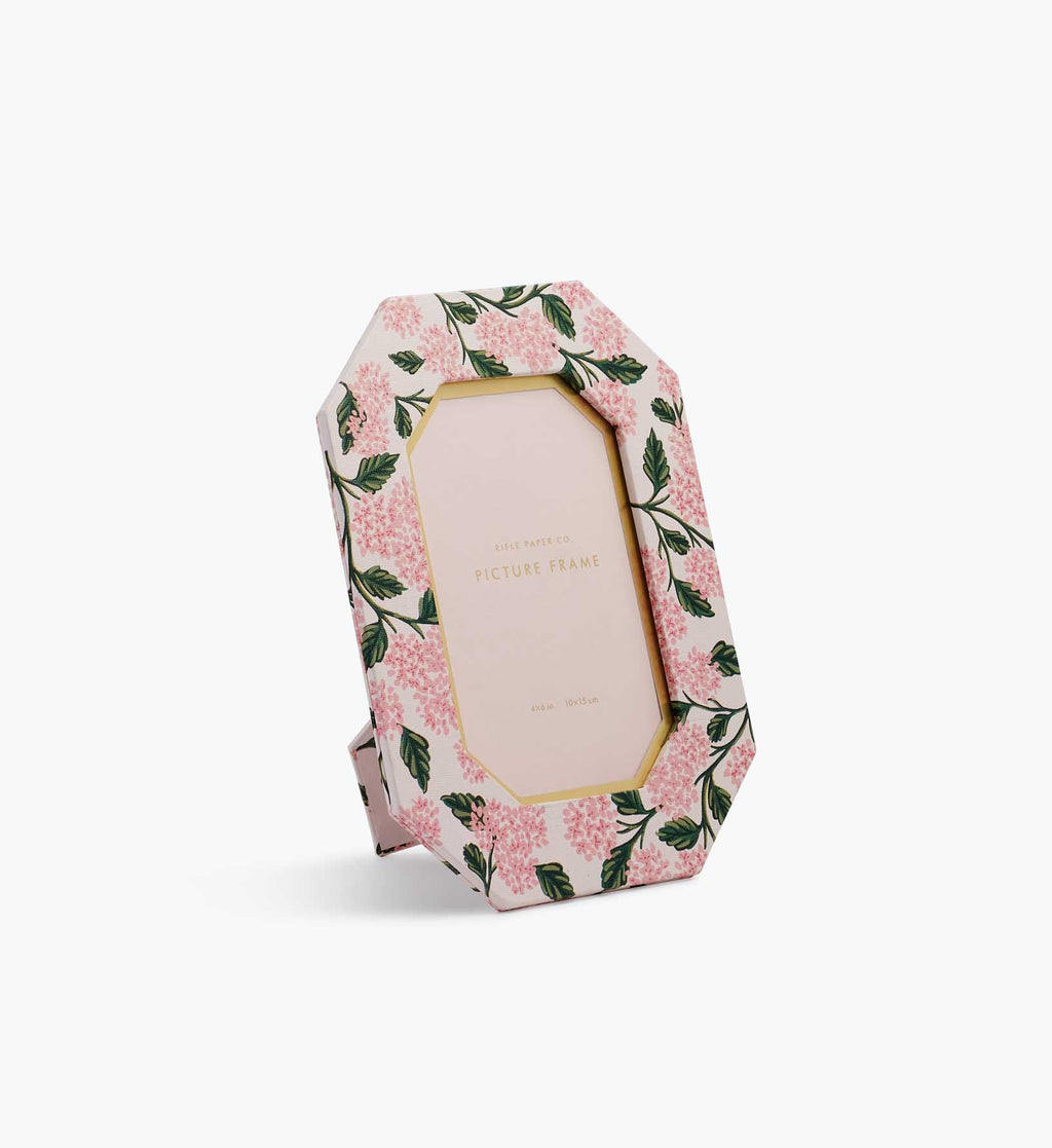 Pink Hydrangea Paper-Wrapped Octagonal Picture Frame