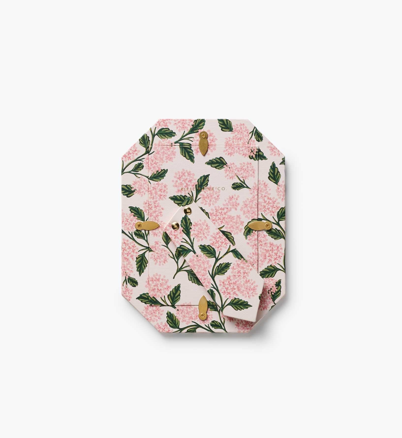 Pink Hydrangea Paper-Wrapped Octagonal Picture Frame