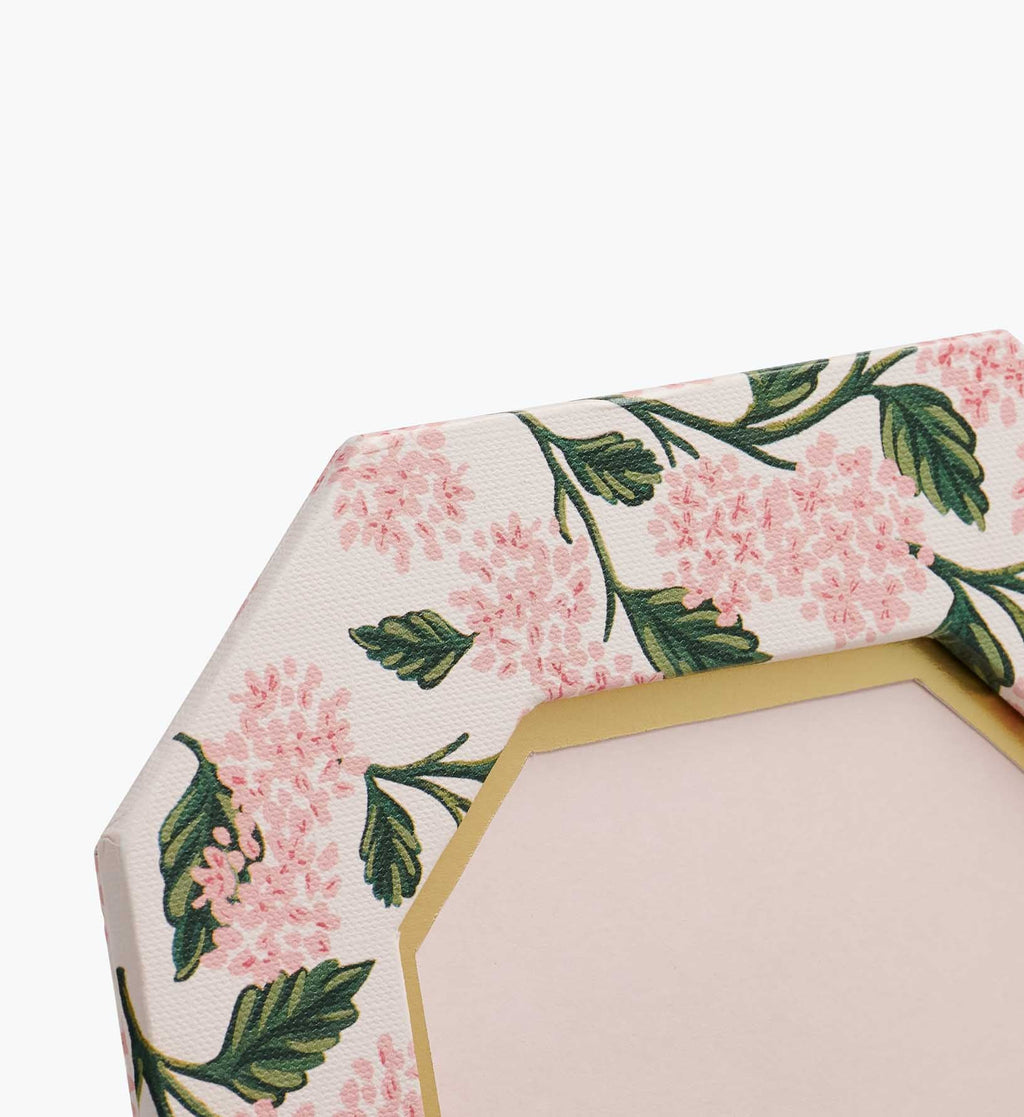 Pink Hydrangea Paper-Wrapped Octagonal Picture Frame