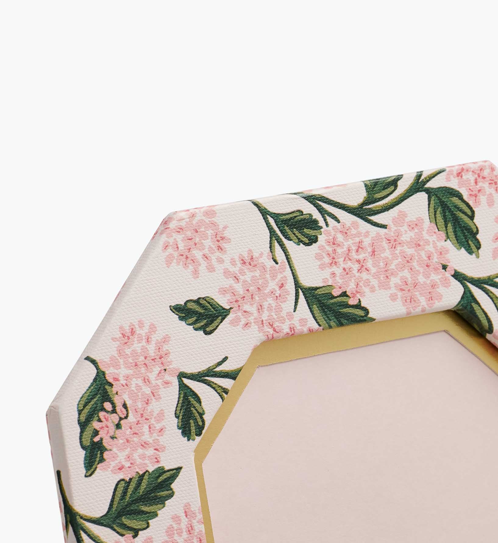 Pink Hydrangea Paper-Wrapped Octagonal Picture Frame
