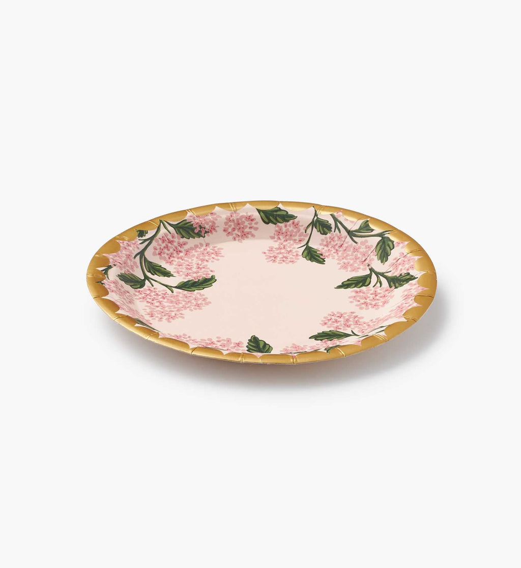 Pink Hydrangea Paper Dessert Plates – 10 Pieces