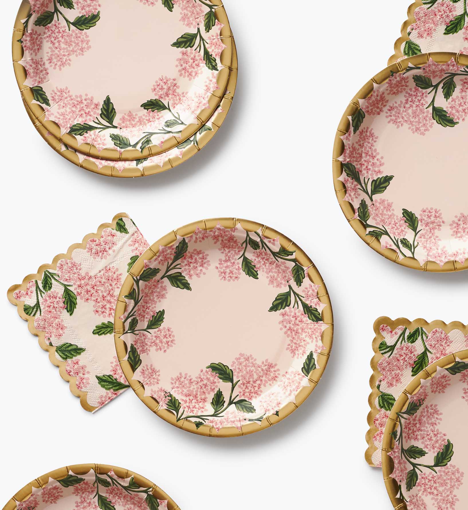 Pink Hydrangea Paper Dessert Plates – 10 Pieces