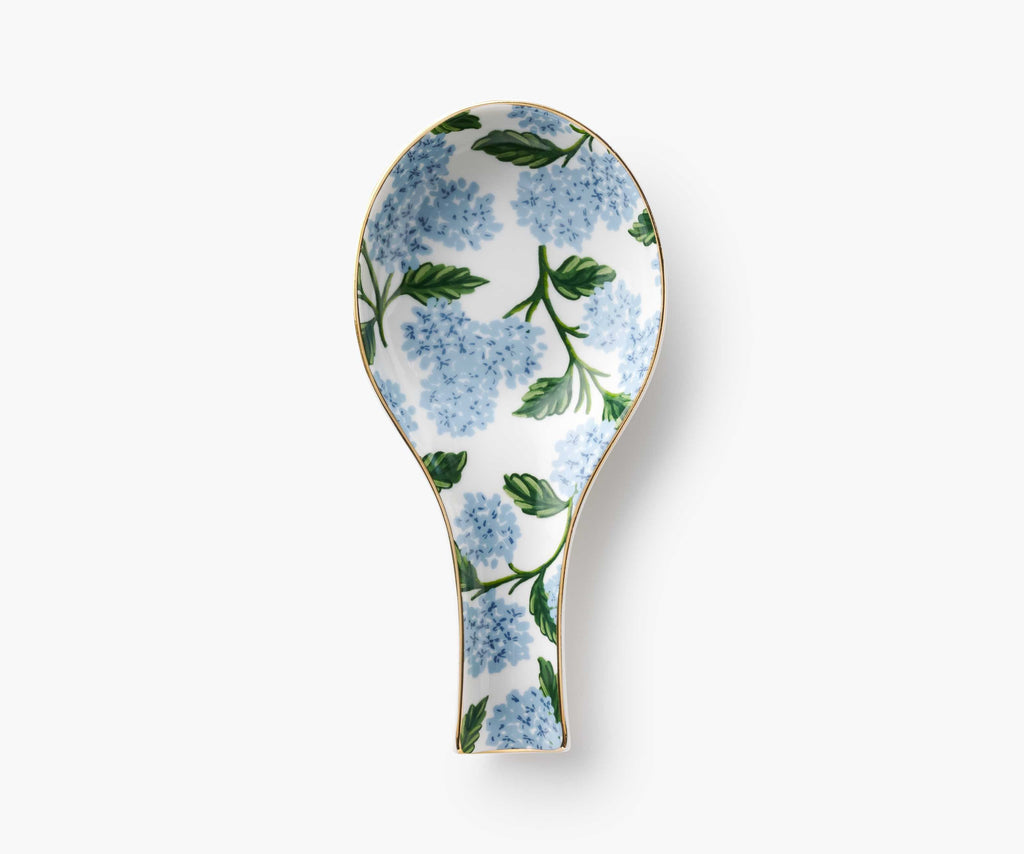 Hydrangea Porcelain Spoon Rest with Gold Accents