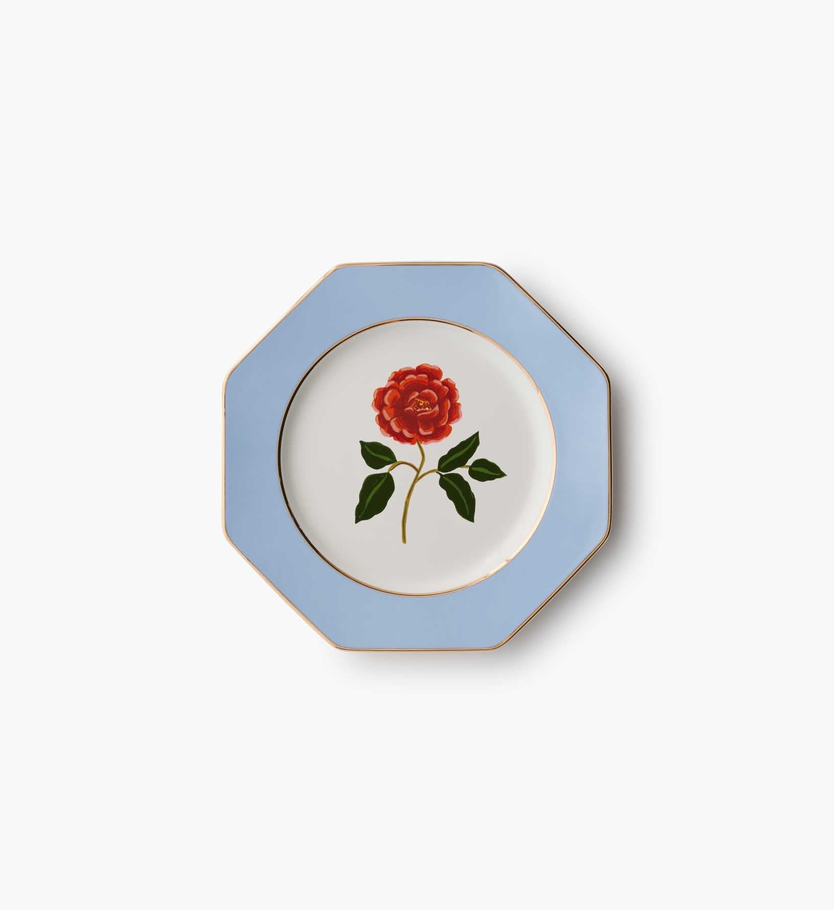 Elegant Roses Porcelain Dessert Plate Set – 4 Pieces