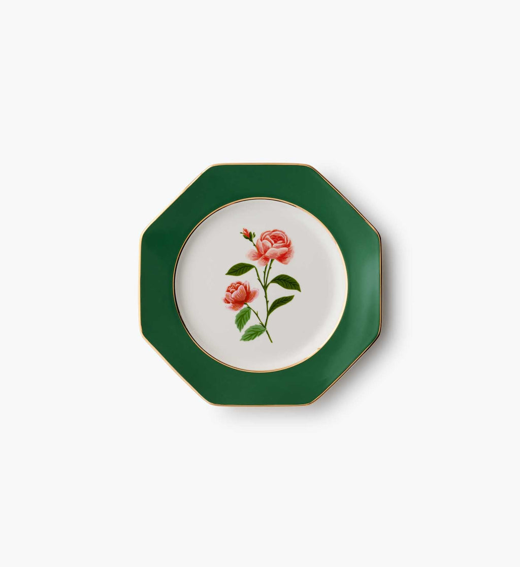 Elegant Roses Porcelain Dessert Plate Set – 4 Pieces