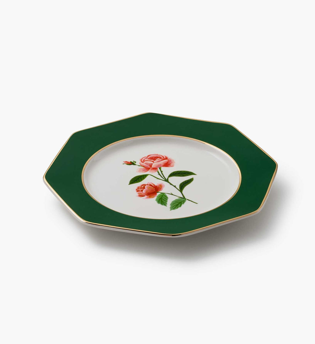 Elegant Roses Porcelain Dessert Plate Set – 4 Pieces