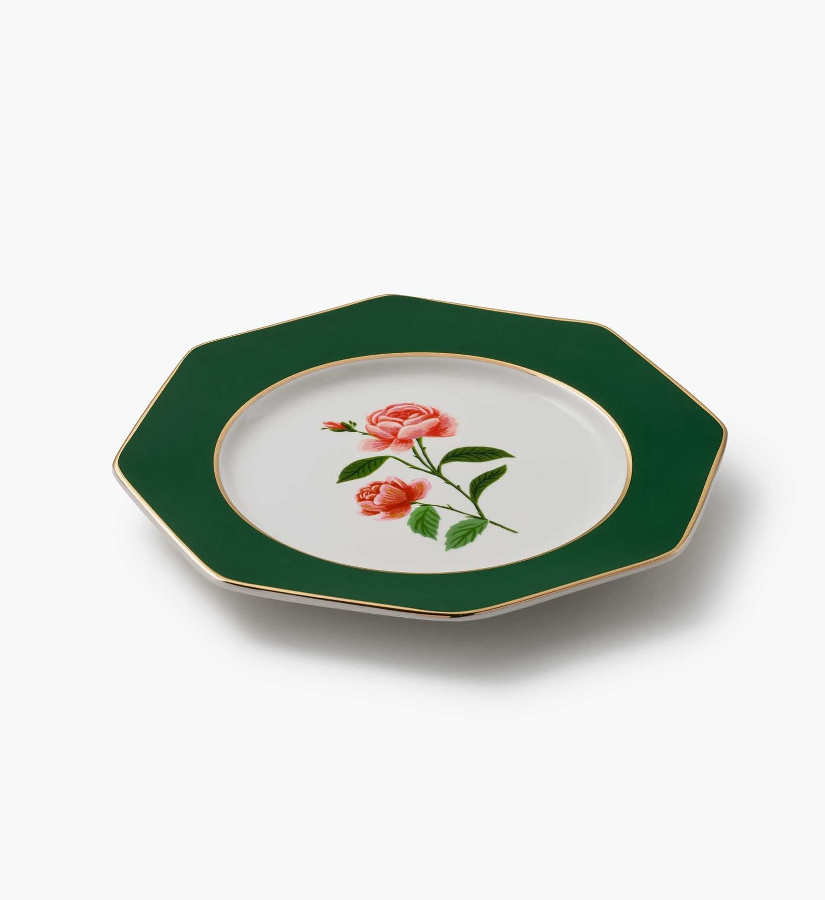 Elegant Roses Porcelain Dessert Plate Set – 4 Pieces