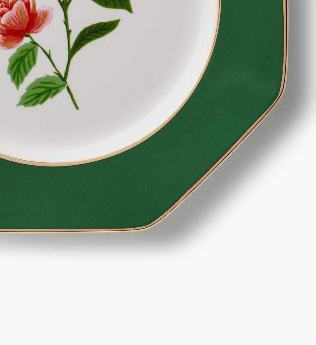 Elegant Roses Porcelain Dessert Plate Set – 4 Pieces